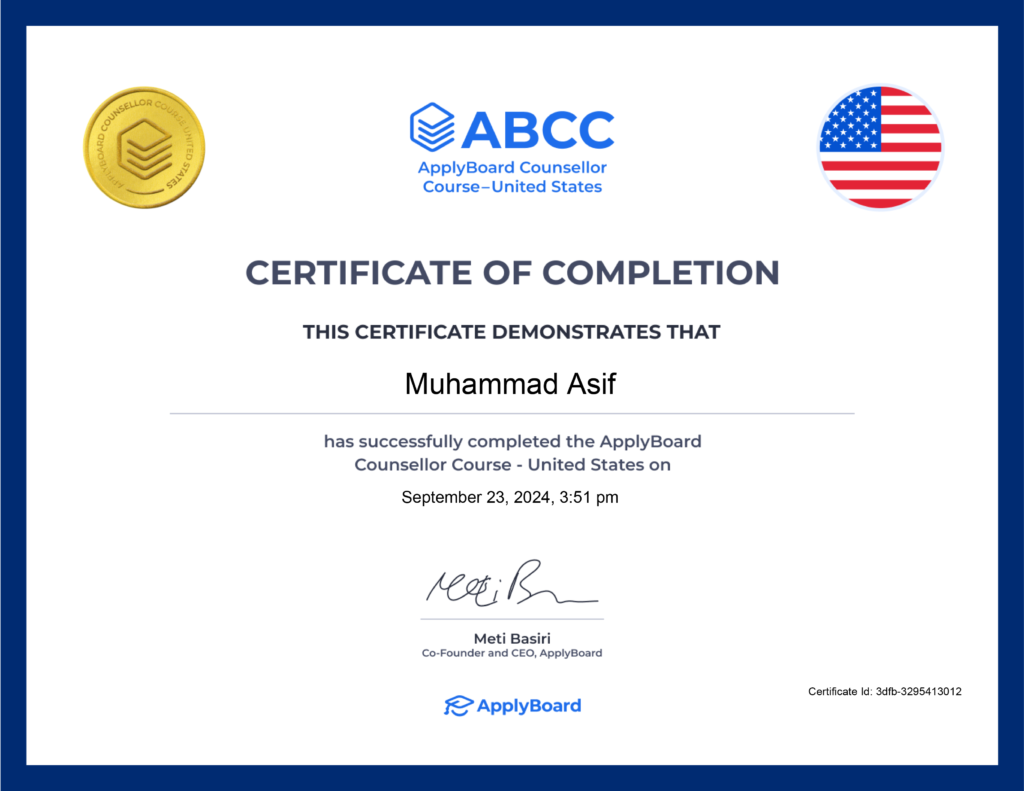 MuhammadAsif-Counsellor-Course-US-ABCC-US-Course-Certificate-ApplyBoard-Counsellor-Course